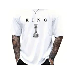 King Men S Chess T Shirt Featuring Chess Piece Print Including King Queen Rook and Pawn Soft Breathable Cotton Casual Round Neck Tee Ideal for Chess Tournaments and Everyday Wear Designed for All Seasons