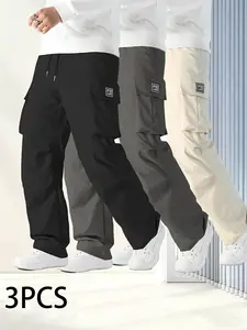 3 Pack Men's Tactical Cargo Pants, Elastic Waistband & Multi-Pocket Design, Perfect for Spring & Summer, Ideal for Outdoor Activities