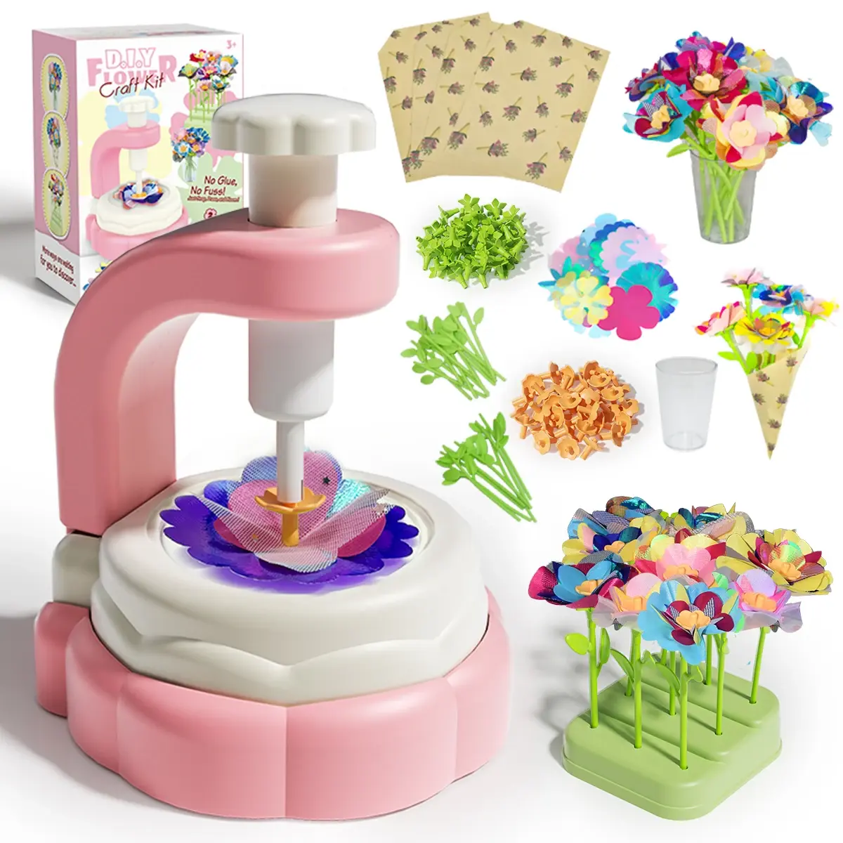 DIY Fabric Flower Bouquet Kit for Kids - Handmade Craft Toys for Girls, Perfect Christmas & Birthday Gift! Create Beautiful Floral Arrangements with Fun Crafting Experience!
