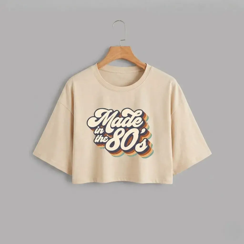 Women's 80s 90s Letter Print Round Neck Crop Tee, Casual Short Sleeve Crew Neck T-shirt for Daily Wear, Ladies Summer, Casual Chic Top, Casual Fashion Comfy