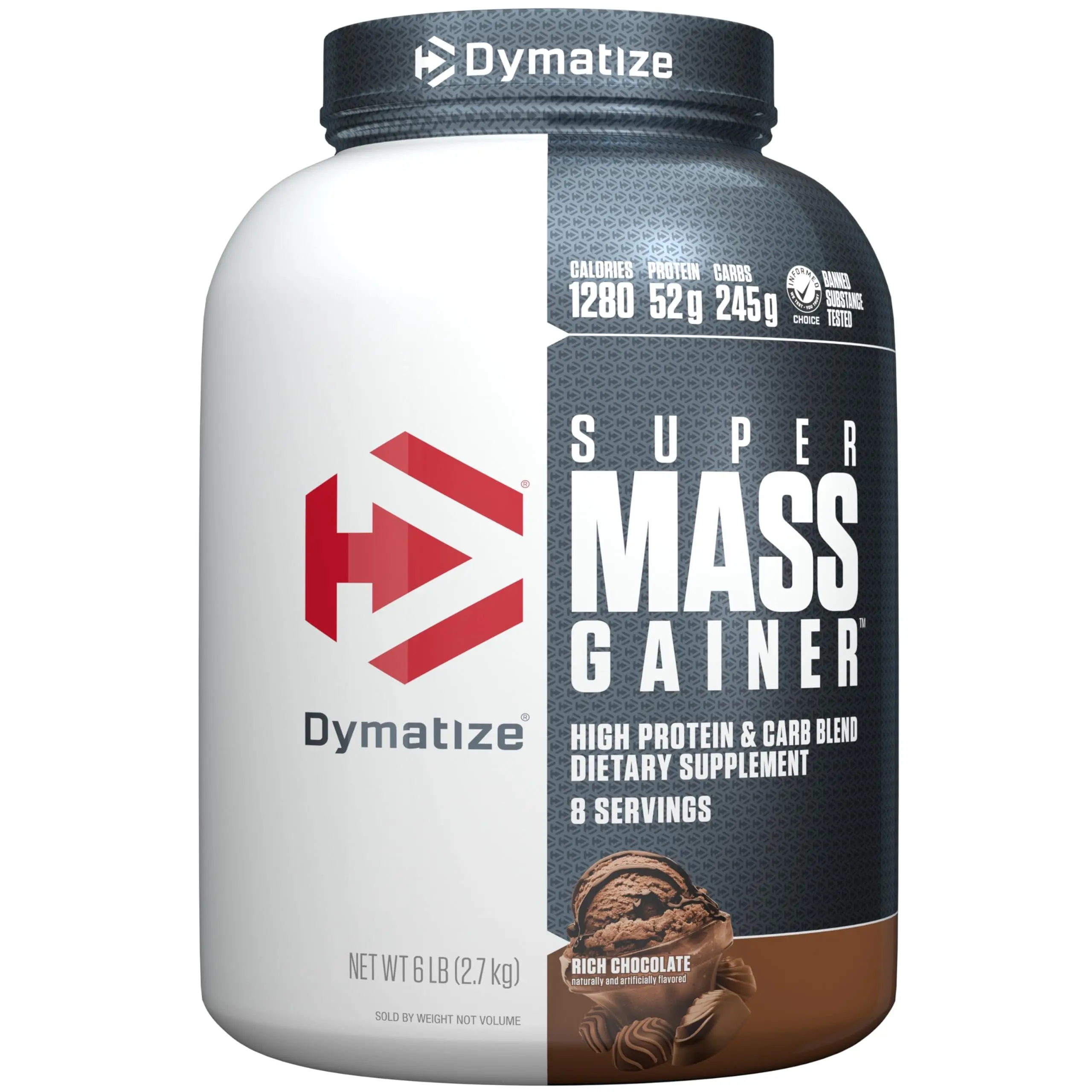Dymatize Super Mass Powder, Rich Chocolate Flavor, High Protein & Carb Blend, 6 LB (2.7 kg), 8 Servings