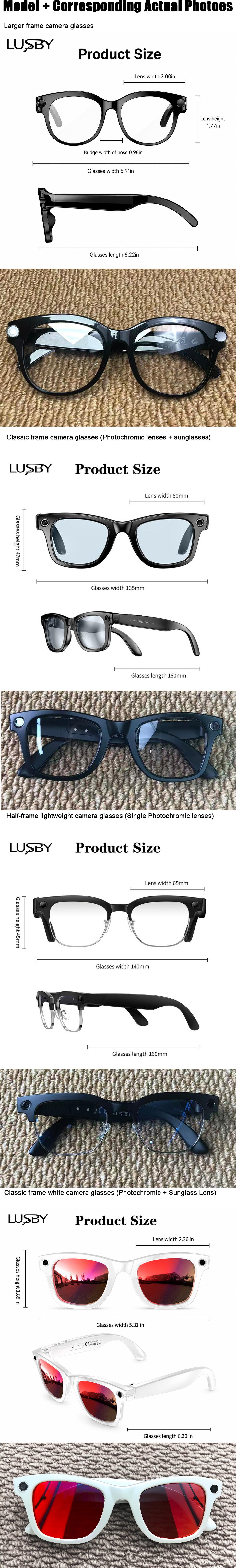 LUSBY Smart AI Camera Glasses with 8MP Photochromic Lenses ,Button Touch Adjustment for Travel Outdoor Adventures Hands-Free Photography 160+Languages Real-Time Translation Bluetooth Wireless Wearable Video Recording UV Protection ,Easter gift LUSBY Smart AI Camera Glasses with 8MP Photochromic Lenses ,Button Touch Adjustment for Travel Outdoor Adventures Hands-Free Photography 160+Languages Real-Time Translation Bluetooth Wireless Wearable Video Recording UV Protection ,Easter gift