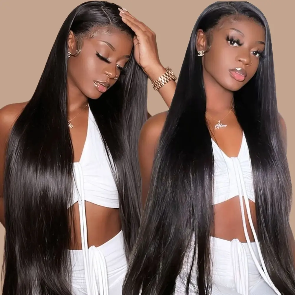 Straight Lace Front Wigs Human Hair 180% Density 13x6 HD Transparent Pre Plucked Human Hair Wigs with Baby Hair