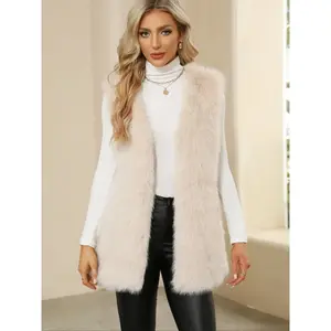 Women's synthetic fur woven sleeveless vest, high-end imitation fox skin warm and fashionable slim fit backless vest, fashionable and comfortable winter jacketRAIMENTRY