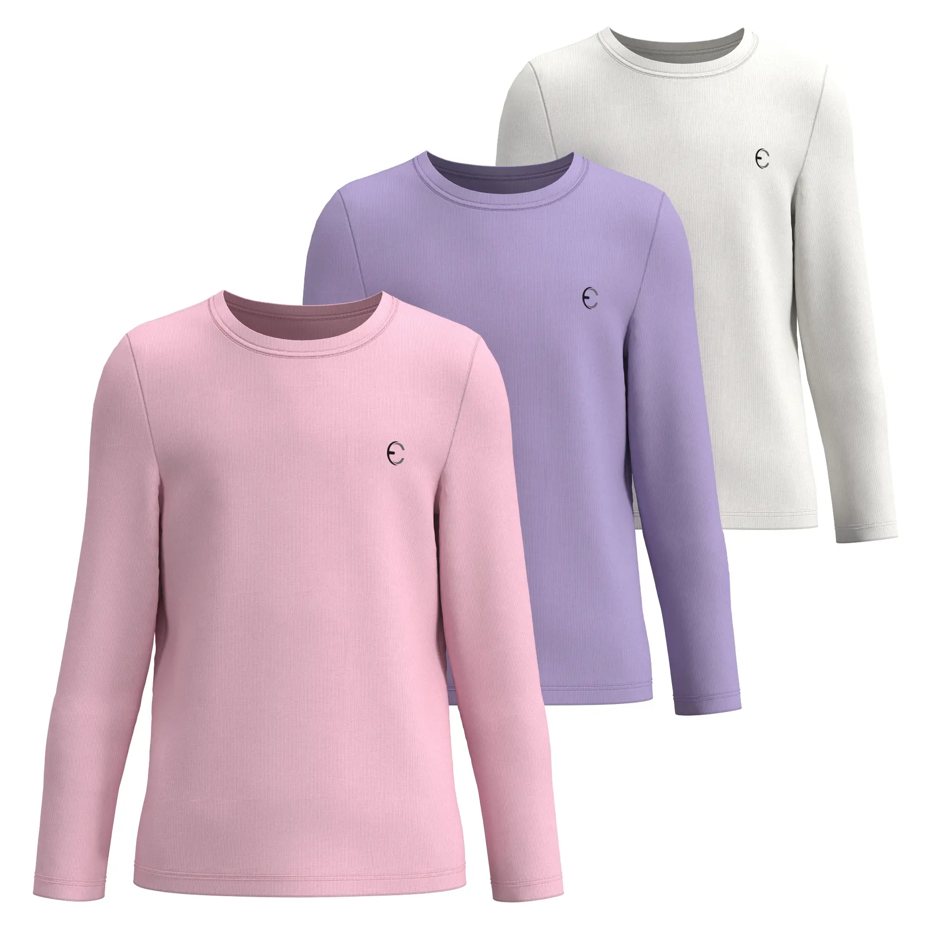 Essenclo Girls Long Sleeve Dry Fit Shirts 3-Pack, Moisture-Wicking Activewear for Sports, School & Everyday Wear