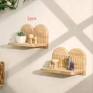 Creative Spiral Multi-Layer Solid Wood Storage Rack, Wall-Mounted Plant Holder, Home Decor Wooden Shelf, 1pc Organizer
