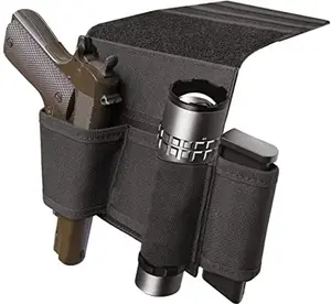 Bedside Pistol Holster, Tactical Bed Side Gun Holster, Under Mattress Handgun Holster with Flashlight Loop Holder