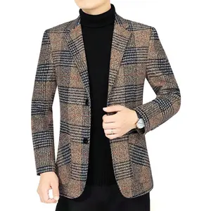 Men's Wool Plaid Suit, Wedding Attire, Casual Suit Jacket Slim Fit 2-Button Suit double breast blazer button jacket pant costumes for men gentleman s wardrobe Police Department Suit red tuxedo Slim-Fit Single Breasted Ugly Christmas shopping Classic