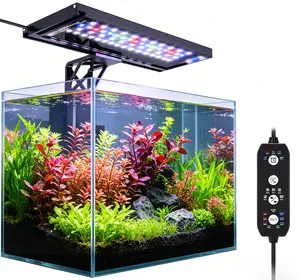 14W Adjustable Aquarium Tank Light Multi Lighting Modes Sunrise Moonlight Smart Timer DIY Custom Light Ultra Thin Clip On LED Lamp for Water Plant Tank accessory fish