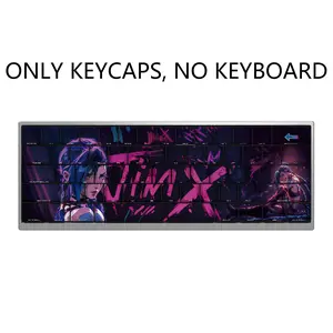 Jinx Arcane PBT Keycaps Set - Dye-Sublimated Custom Mechanical Keyboard Keycaps for 100% 108/96/87/84/68/64/61/60% Layouts League of Legends LOL Inspired Keycaps 5-Side Printed Shine-Through Legends Gaming Keyboard Accessories Gift for Gamers