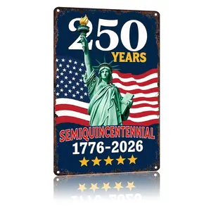 250th Anniversary Usa 1776-2026 American Patriotic Statue Of Liberty Design Wall Decor For Home Livingroom Garage Office Decoration Aluminum 8 X 12 Inches