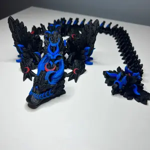 3D printed large 24 in lunar dragon black and blue