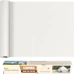 Canvas Iron on Patch,12"*60",Waterproof 100% Cotton Repair Patch,Used for Sofa,Tent,Clothes,Seats,Suitcases (White,Waterproof)