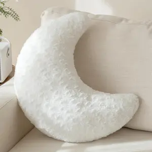 Moon Pillow, Moon Shaped Throw Pillow with Soft Plush for Couch Bed, Cozy Moon Decorative Pillows for Bedroom Living Room, Home Decor Comfort  (White, 19.6 Inches)
