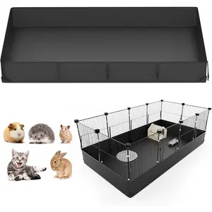 Guinea Pig Cage Liner with One-Hand Release Hook & Thickened Bottom Corner, 48''L x 24''W Waterproof and Washable Tarp Base for C&C Grids Guinea Pig Hedgehog Bunny Habitat, Rabbit Cage Liner