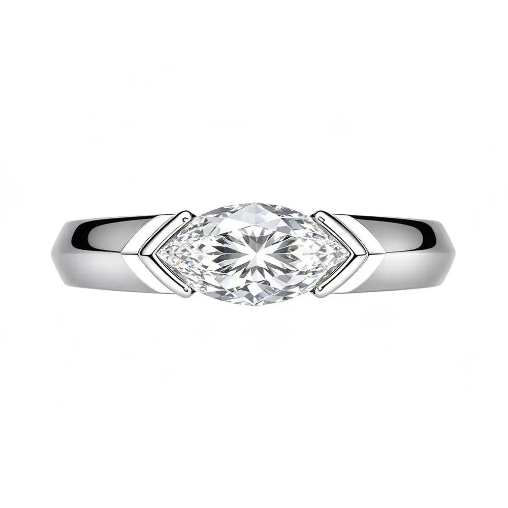 Lab-grown diamond 11069, 0.5 ct, D color, VS1 clarity, Marquise cut; lab-grown diamond engagement/proposal ring, S925