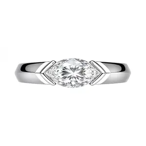 Lab-grown diamond 11069, 0.5 ct, D color, VS1 clarity, Marquise cut; lab-grown diamond engagement/proposal ring, S925