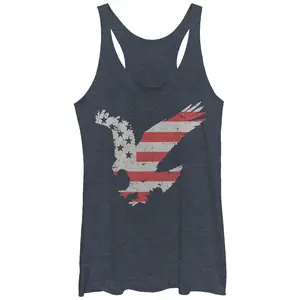 Women's Lost Gods Fourth of July  Flying Eagle American Stripe Racerback Tank Top