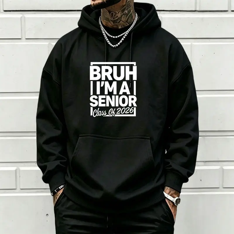 Senior Graduation Theme Chest Print Sweatshirt, Unisex Oversized Long-Sleeve Top, Campus Trend Style