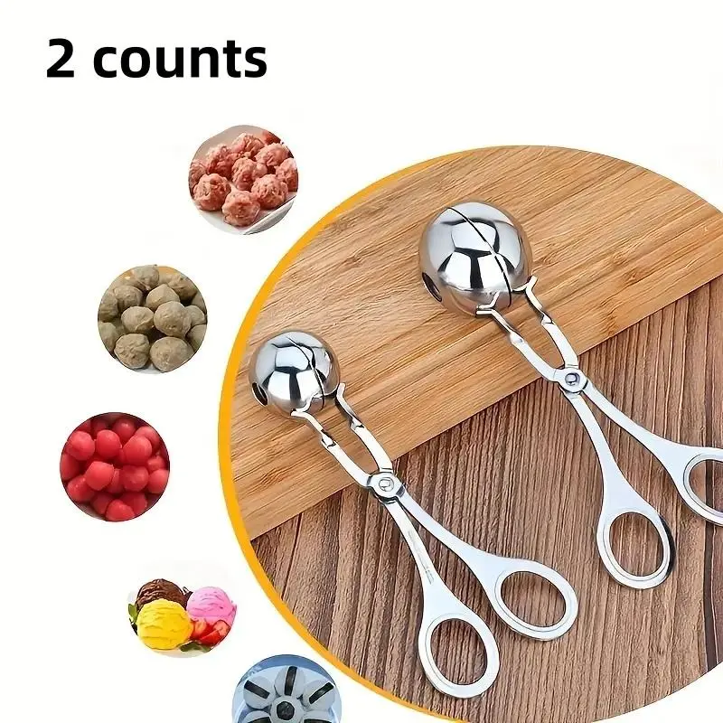 Stainless Steel Meatball Maker Set, 2 Piece Meatball Molds for Different Sizes, Kitchen Tool for Home Cookers, Perfect for Frying, Kitchen Utensils Tools