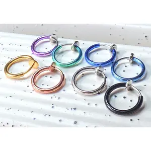 1pc Spring Action Non-Piercing Fake Faux Septum Lip Cartilage Nose Tragus Hoop Ring