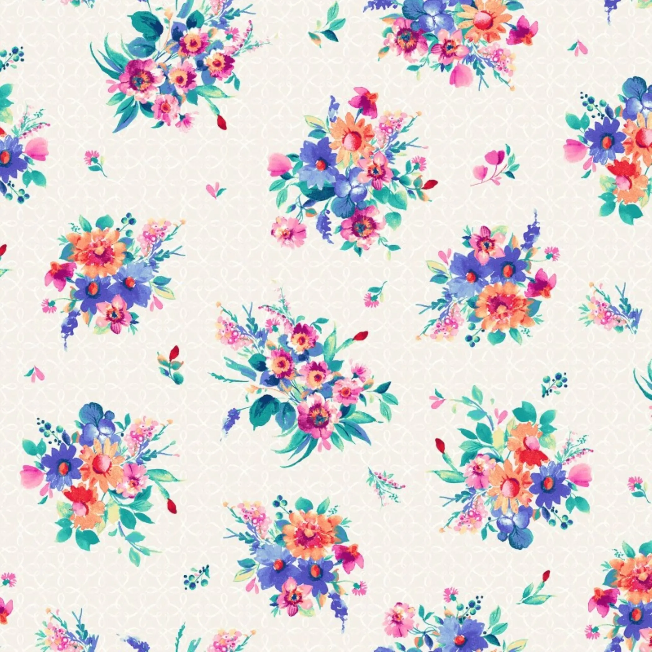 Summer Buzz Floral Bouquet Cotton Fabric by the Yard