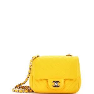 Pre-owned CHANEL material Messenger Bags Square Classic Single Flap Bag Chevron Caviar Mini by Rebag