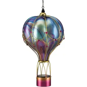 Hot Air Balloon Solar Lantern -  Solar- LED Lights,  Portable Decorative Outdoor Lamp Made of Metal  Glass for Garden, Patios  Pathway - (Large)