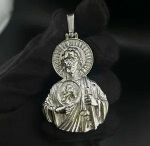 San Judas Necklace - Unique Handmade Stainless Steel Pendant 55mm & 40mm Sizes with Free Chain Options Durability Finish