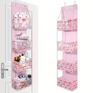 1 Pack Over Door with 4 Large Pockets Hanging Plastic Storage Organizer with Clear Window Kids Toys, Shoes, Diapers