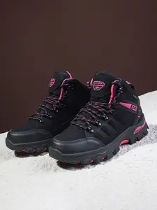Women's Four Season Mid Top Outdoor Casual Shoes, Comfortable Non Slip Wear Resistant Rubber Sole Hiking Boots, Breathable Daily Footwear for Mountain Walking Outdoor Trekking, Plus Size Ladies Shoes Size 35-42