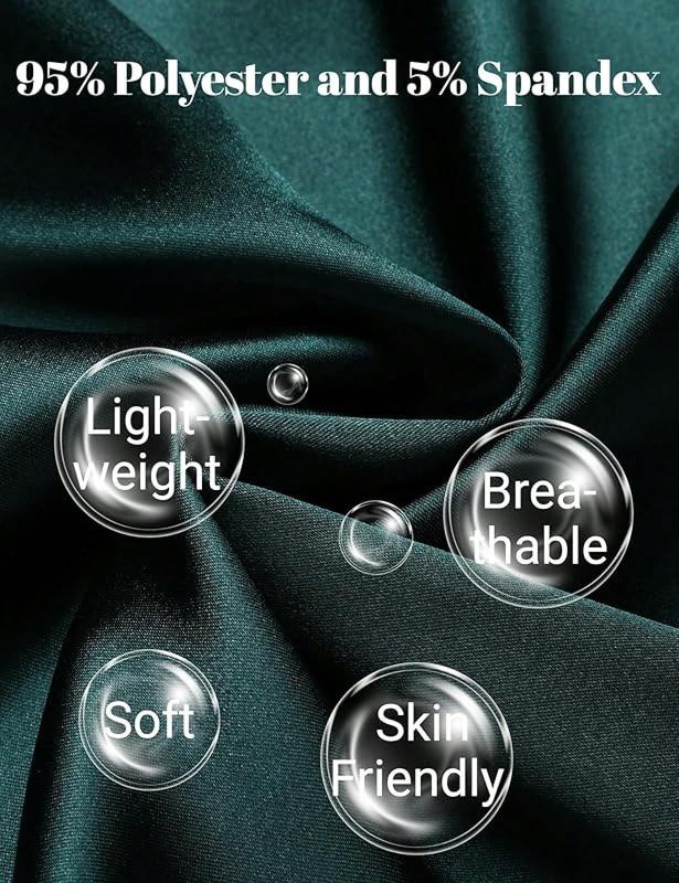 GAESHOW Silk Women Short Sleeve Button Down Sleepwear Loungewear 2 Piece Satin Pj SetsHalloween Christmas New Year - Green