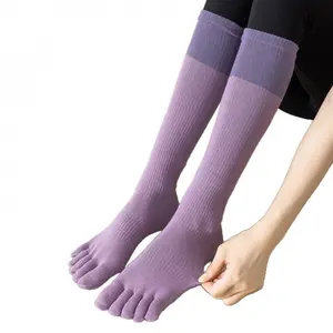 Autumn And Winter Pilates Long Toe Socks Five Finger Socks Calf Socks Pressure Sports Anti Slip Breathable Sweat Absorbing Color Blocked Single Needle comores sion socks 20-30mmhg wide calf booster sock