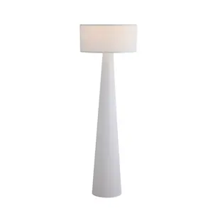 WHITE FLOOR LAMP - 59” Tall Linen Shade and Body with LED Bulb Included Soft Ambient Lighting for Living Room or Bedroom