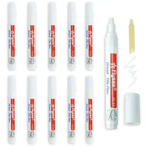 10 Pieces Tile Pen Wall Grout Color Pen Tile Repair Pen Refill Wall Gap Grout Renew Marker for Tiles Floor Kitchen Bathroom(White)