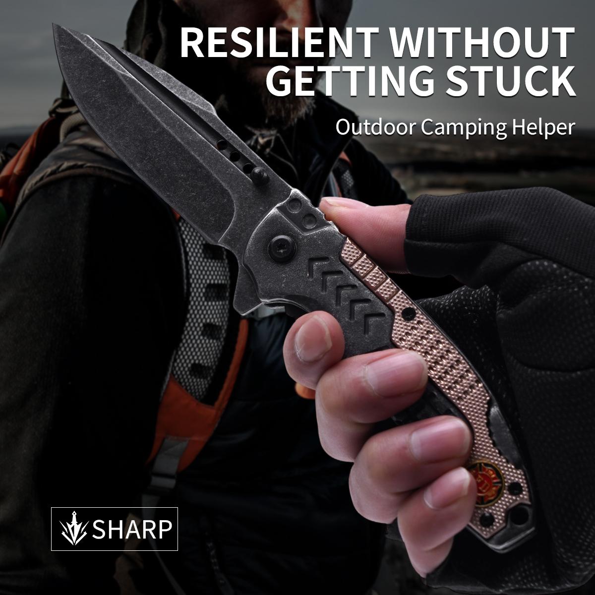 Heavy-Duty Rescue Style Folding Knife, EDC Gear for Outdoor Adventures & Everyday Carry