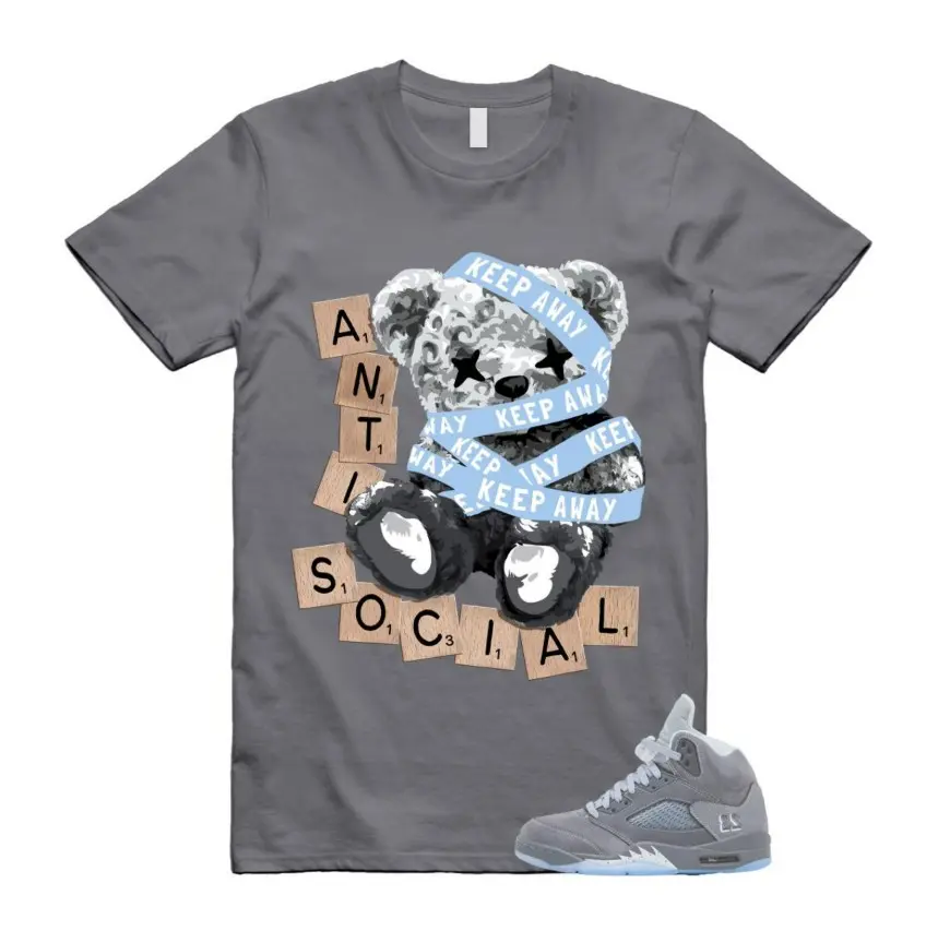 Charcoal Shirt Matching Wolf Grey 5 Sneaker, Wolf Grey Outfit Tee, Sneaker Matching Graphic Shirt, Casual Streetwear Cotton T-Shirt for Men Women