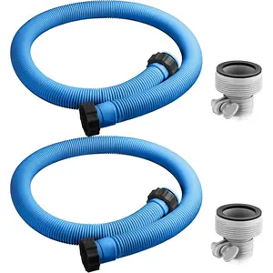 2 count Upgrade 1.5" x 59" Pool Hose for Above Ground Pools Pool Pump Replacement Kit Pump Filter Accessories with 2 Type B Hose Adapters(Blue)
