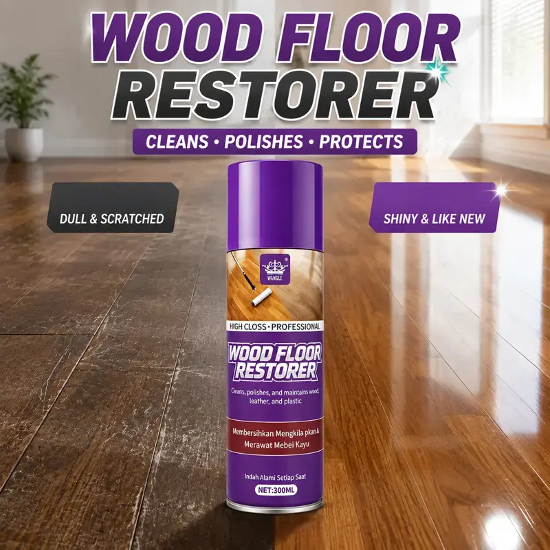Multi-Purpose Wood Floor Restorer - Premium Floor WaxFormula Enhances Natural Wood Grain, Revives DullHardwood Surfaces, Leaves a Smooth Gloss Finish, Ideal forHardwood Floors, Laminate, Bamboo & Indoor Wood SurfaceCare