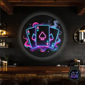 2D Flat, 1 pc, Neon Ace of Spades Poker Pattern, Portable LED Pattern Projector Light, USB Interface, 360° Rotation, Suitable for Casino Nights & Game Parties, Ideal for Game Room & Bar, A Perfect Gift for Card Game Lovers & Poker Players