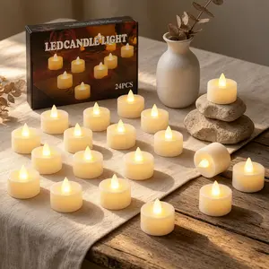 24 Pack Battery Operated Flameless Votive Candles, Realistic Flicker Warm White LED Fake Tea Lights with 200+ Hours Runtime, Portable Electric Candle Lights for Wedding Table, Halloween, Christmas & Indoor Home Decor