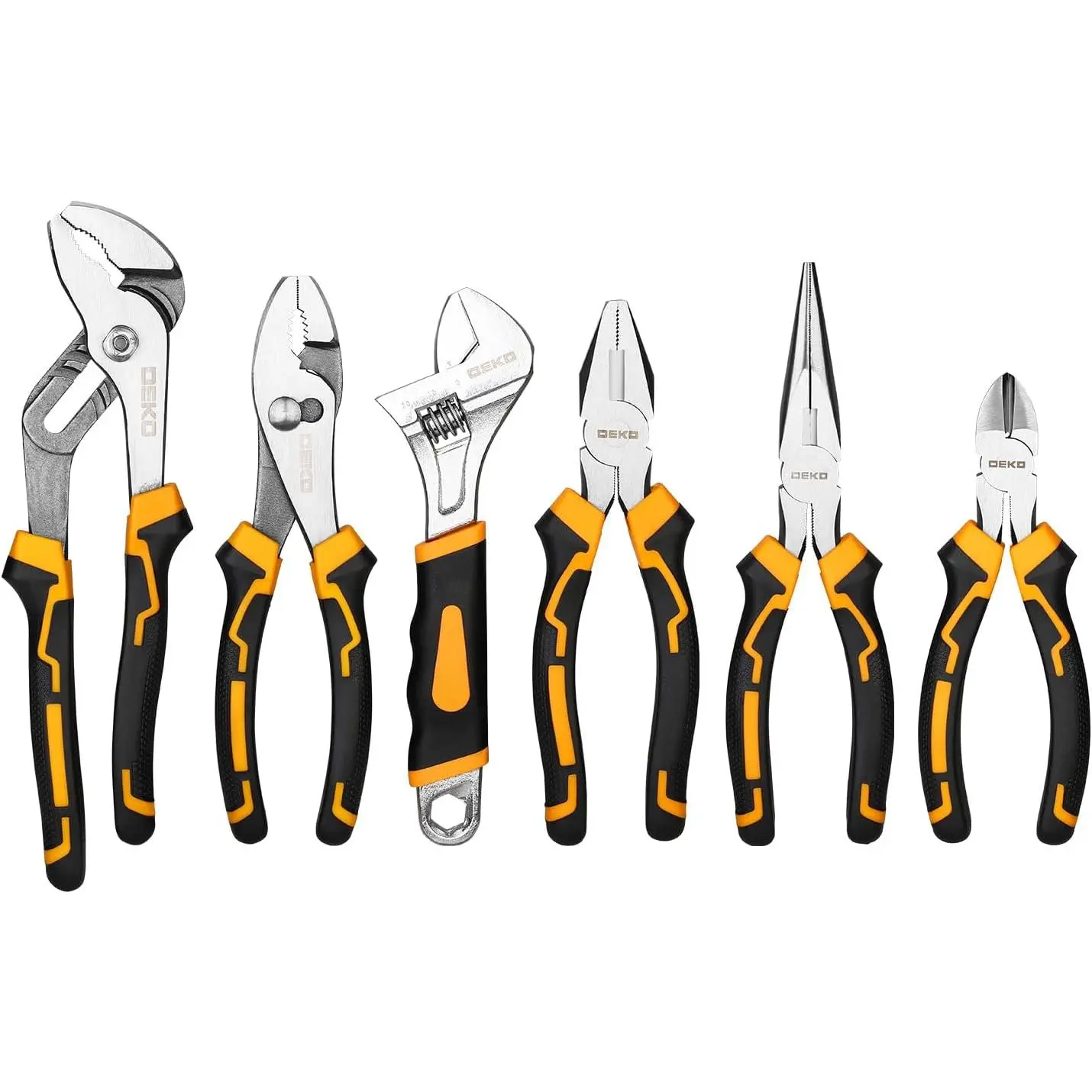 6PCS Pliers Set, 10" Water Pump Plier 8" Slip Joint/Linesman/Long Nose Plier 6" Diagonal 8" Adjustable Wrench | Premium CR-V Tools with Storage Bag for Home Repair, Workshop & DIY Professional Use