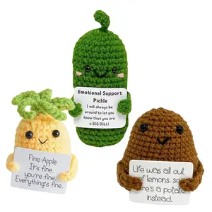 3 Pcs Funny Cute Positive Pickle for Beginners Adults and Kids Avocado Pineapple with Crochet Kit