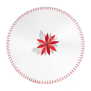 14" x 14" Poinsettia Felt Round Placemat