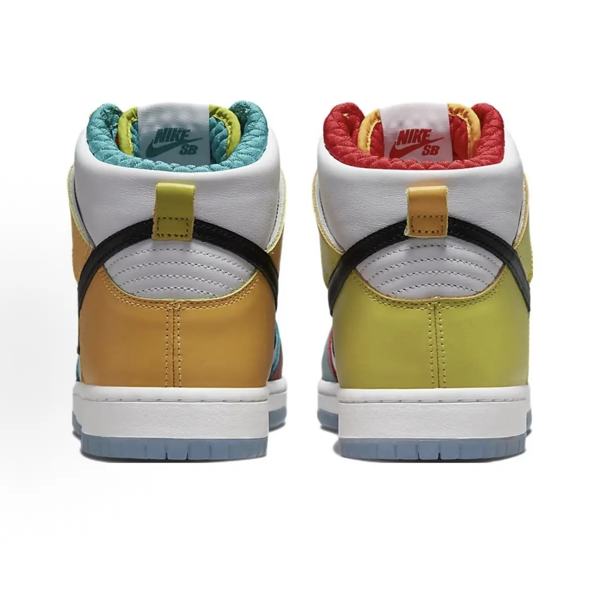 Two-Foot Mismatched Color Block High Top Casual Skate Shoes Vibrant Mixed Pastel Patch Detail Durable Transparent Ice Outsole Comfort Walking Trainers For Eye-Catching Hip Hop Street Outfits