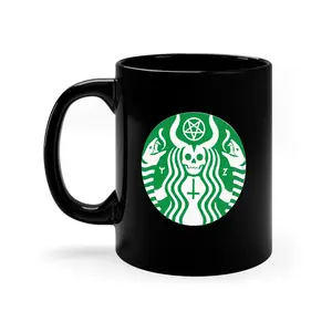 Black Coffee Satanic SBUX 11oz Black Mug