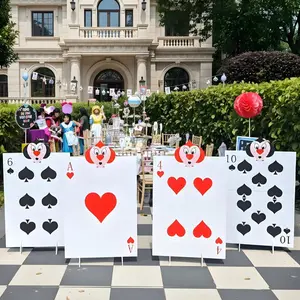 Alice Theme Party Decor Set, Wonderland Party Decoration, Queen of Hearts Accessories, Garden Signs with Stakes, Indoor Outdoor Use