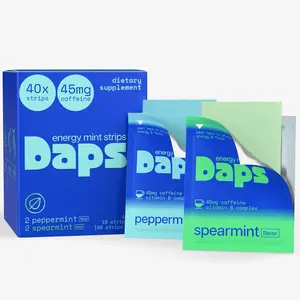 Daps Energy & Focus Caffeine Mint Strips - 45mg Natural Caffeine, Sugar Free Breath Mints with Vitamins B6, B7 & B12