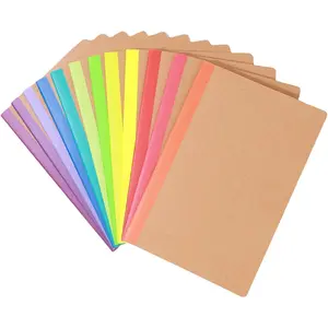 12 Notebooks Bulk, Kraft Cover Lined Blank College Ruled Travel Journals with Rainbow Spines For Women Students Business, 60 Pages, 8.3"x 5.5", A5, 12 Colors