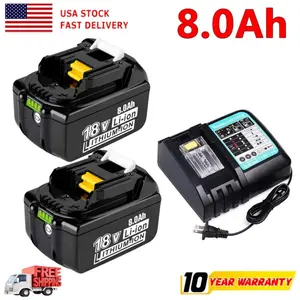 18V 8.0 Ah BL1850B Battery with DC18RC Charger Compatible with Makita 18 Volt LXT Battery BL1830 BL1850 BL1840 BL1850B BL1845 BL1815 BL1820 BL1860B